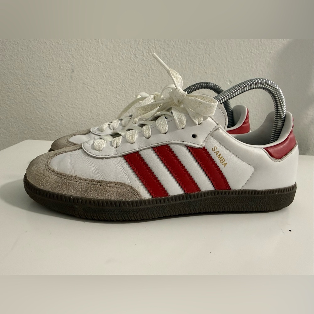adidas Samba OG White with Bright Red Stripes - Picture 4 of 7